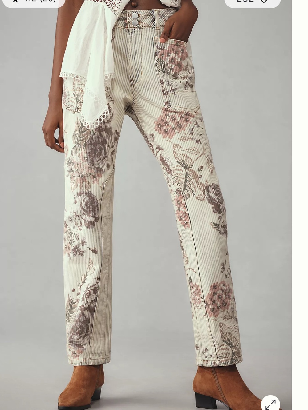 NEW Pilcro The Wanderer Mid-Rise Relaxed-Leg Jeans Stripe with Floral Accent 28T - Picture 16 of 16